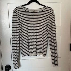 Navy and white long sleeve layering top